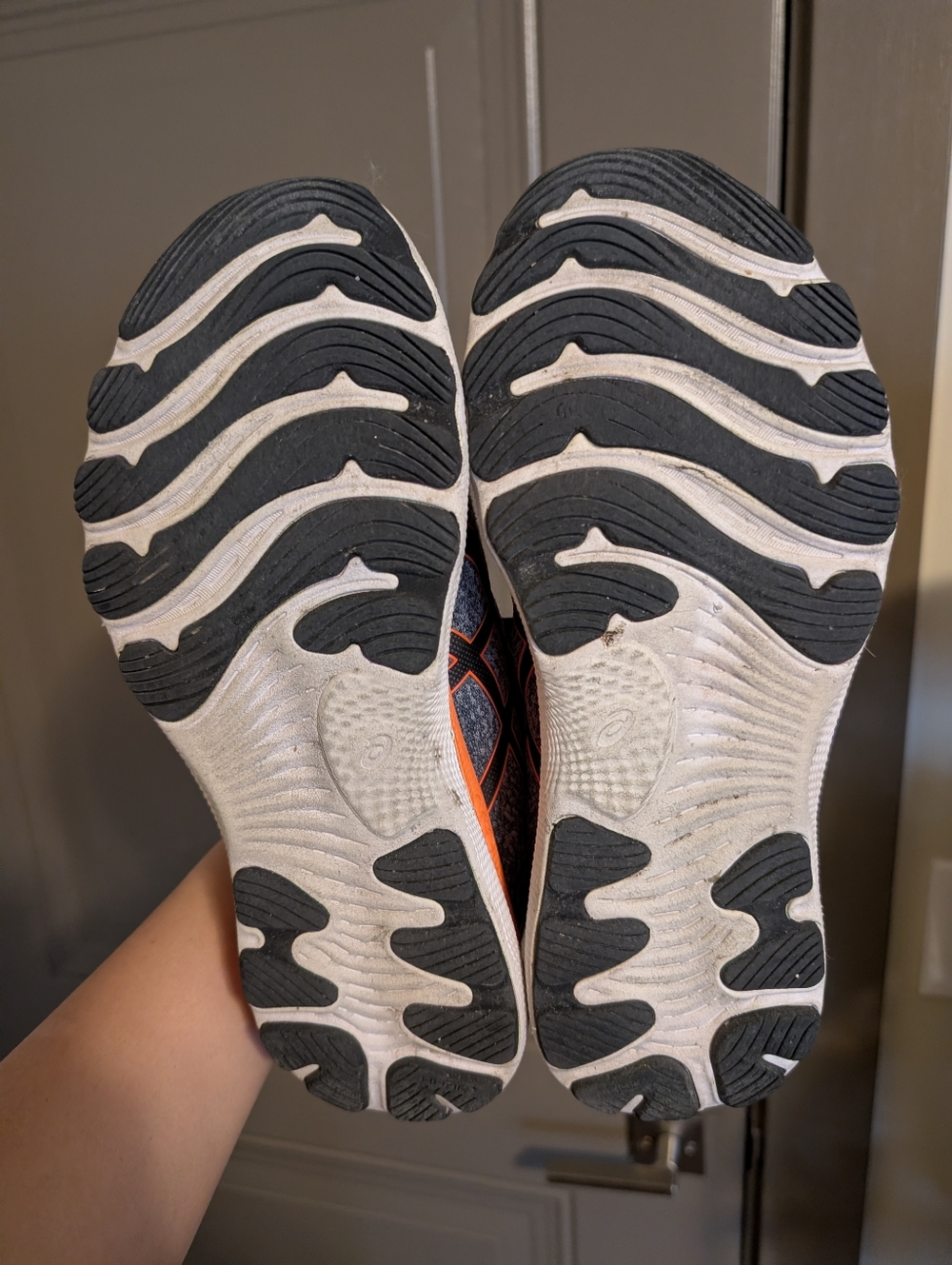 Asics Gray and Orange FFBlast Plus Running Sneakers Mens 9 (Womens 10.5) - Picture 5 of 7